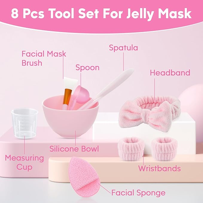 Jelly Masks for Facials Professional, 10 Flavors Hydrating Jelly Face Mask Powder with Mixing Bowl Set, Peel Off Hydrojelly Mask for Moisturize, Nourish & Soothe, Valentines Day Gifts for Women