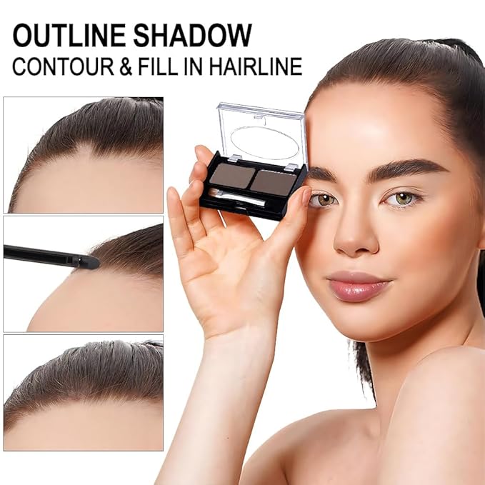 Light Dark Brown Eye Brow Powder Kit for Women, Medium Coffee Eyebrow Powder Palette with Brush,Brow Color Filler Get Full Defined Natural Brows, Highlight Contour sombra para cejas, Vegan