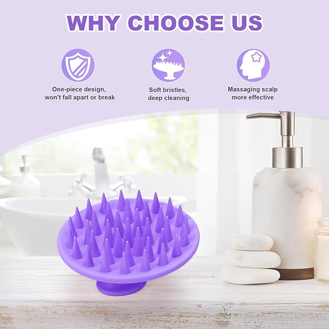 Meartchy Silicone Scalp Massager Shampoo Brush, Scalp Scrubber for Hair Growth (Purple)