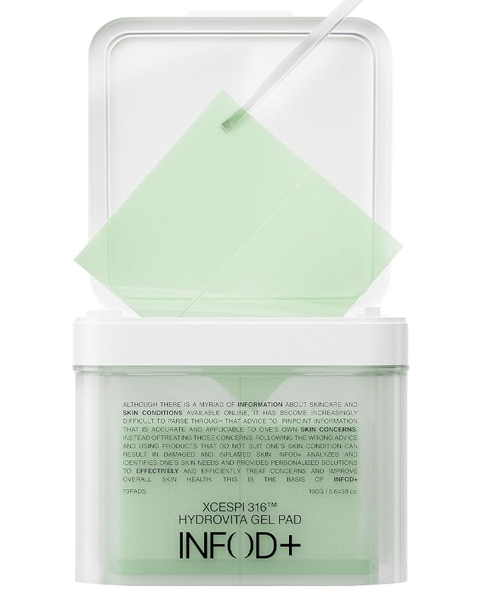 INFODPLUS HydroVita Cooling Gel Toner Pads, 70 Count – Korean Hydrating & Calming Pads with Exosome & Ceramide, Gentle Pore Care, Oil Control, Fragrance-Free for Sensitive Skin