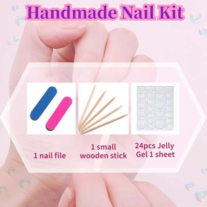 Press On Nails - Short Coffin Handmade Unique Fake Nails, Artistic Design, Thick Acrylic and Muti-Layer Gel False Nails, Reusable UV Gel Cured Sturdier 3D Fake Nails,DIY Art Decorate