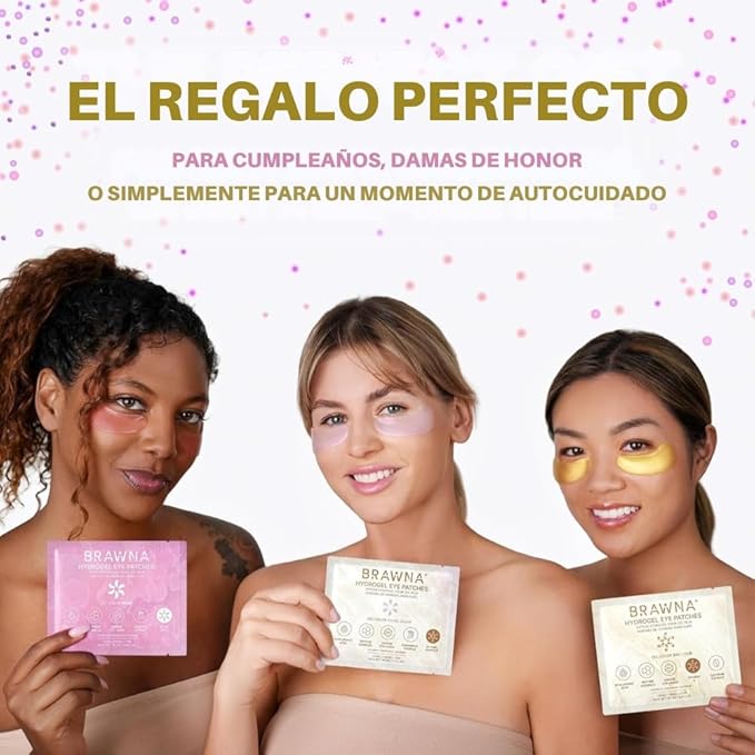 BRAWNA Under Eye Patches – Hydrogel Masks with Retinol, Collagen, Caffeine & Arbutin – For Puffy Eyes, Wrinkles, Dark Circles & Eye Bags – Gift Set – 12 Pairs