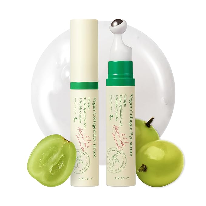 AXIS-Y Vegan Collagen Eye Serum - K Beauty Triple Hyaluronic Acid & Peptide Collagen Serum Improve Skin Elasticity, Reduce Fine Lines & Dark Circles - Vegan Korean Skin Care Eye Cream - 0.33 fl. oz.