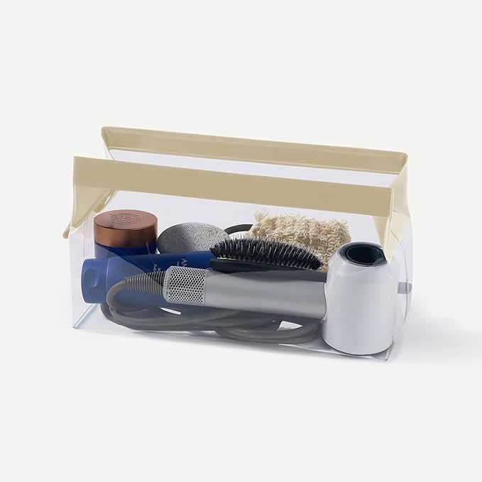 Cadence Parcel - Clear Kit with Magnetic Closure - Durable and Leak-Resistant Travel Toiletry Kit - Modular Design - Hygiene Bag for Travel Essentials - 4 Qt - Pebble