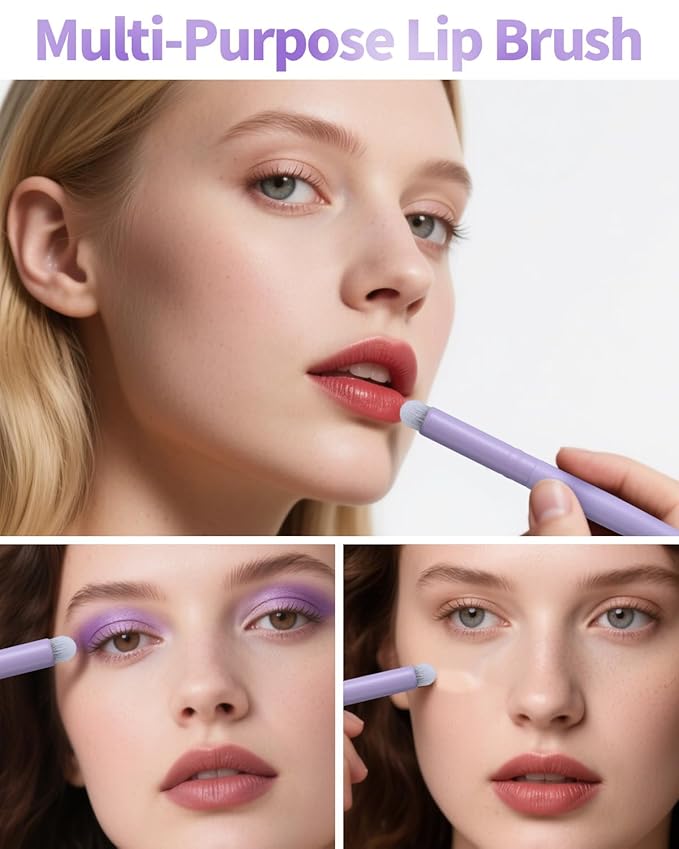 EIGSHOW Round Lip Blending Brush with Silver Ion-Infused Bristles, Soft and Skin-Safe, Reusable (L307P)