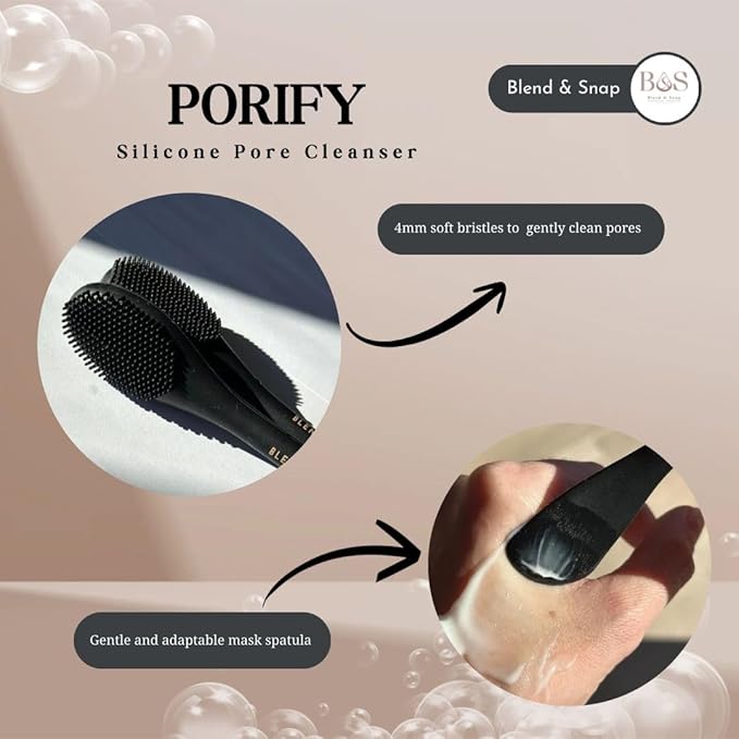 BLEND & SNAP Porify - Silicone Pore Cleanser Brush - Daily Skin Preparation for Skincare, Cleansing Scrubbing Tool, Face Mask Applicator, Gentle Exfoliation & Face Massager for Sensitive Skin