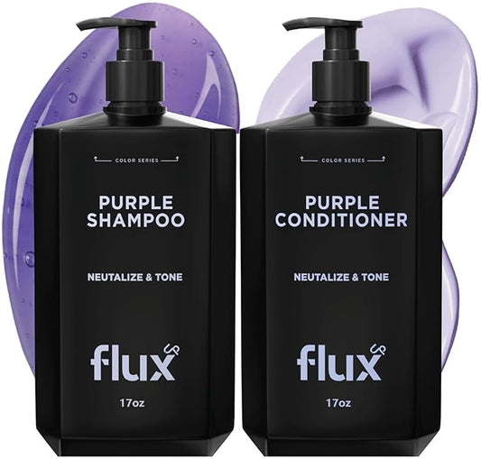 FLUX UP Purple Shampoo and Conditioner for Blonde Hair Women & Men – Blonde & Silver Hair Toning – Anti-Brass Sulfate Free Shampoo and Conditioner - 17 fl oz