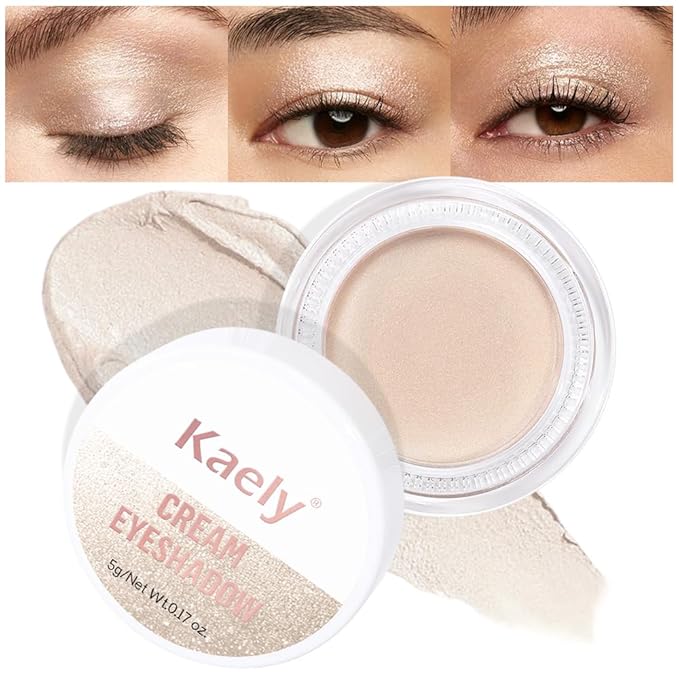 evpct Single Cream Eye Shadow Palette Pot Makeup for Older Women, Creme Brulee Shimmer Glitter Metallic Monochrome Cream to Powder Eyeshadow Palette Eye Brightener, High Pigment Waterproof Blendable
