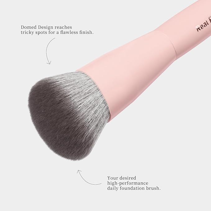 REAL PERFECTION Buffing Foundation Brush, Professional Face Makeup Brush for Streak-Free Application, Suitable for All Skin Synthetic Cruelty-Free Beauty Brush for Liquid Cream Foundation Bronzer