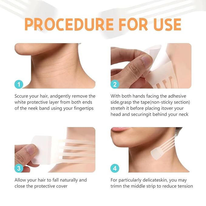OJJ Neck Tape Lifting Invisible，New 20 PCS Lift Tapes for Women，Suitable for Neck, Face adn Jaw，Durable & Waterproof(4 Bands, 20 Patches)