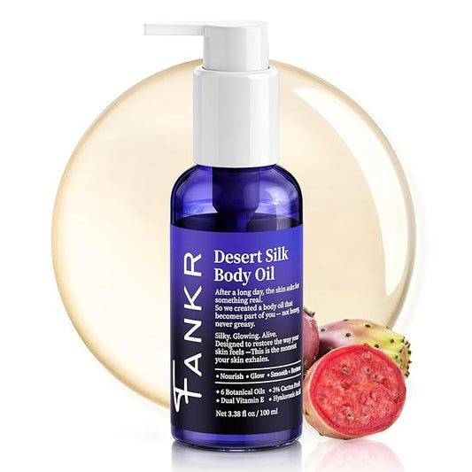 Desert Silk Body Firming Oil for Women – Dual-Phase Technology for Instant After-Shower Absorption, 72H Glow & Firming Moisturizing Formula with 6 Botanical Oils, 3% Cactus Fruit & HA, 3.38 fl oz