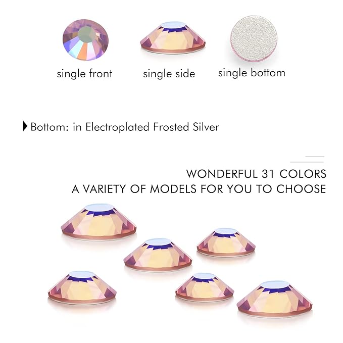 1440Pcs Light-Purple Ab Crystal Rhinestones,Glass Flatback Rhinestones Gemstones for Nail Face Makeup Art Crafts Clothes Decoration-(SS12,3.0mm,Light-Purple Ab)