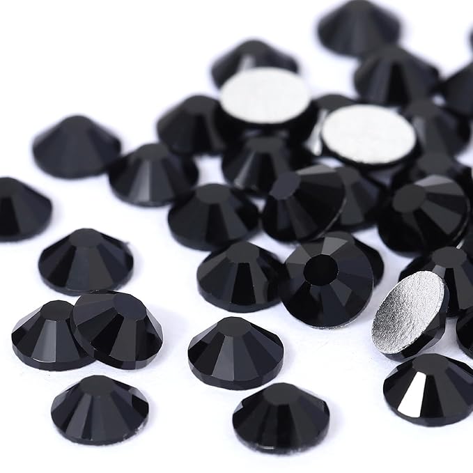 Novani Rhinestones 3000Pcs Flatback Crystal Round Loose Gemstones Glass Rhinestones for Crafts Makeup Nail Art Clothes Shoes DIY Decorations(SS10, 2.7-2.9mm,Black)