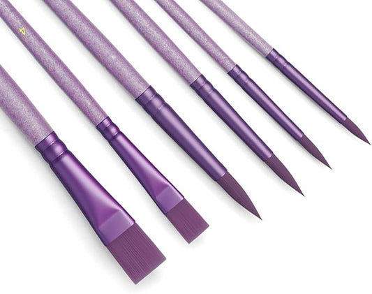 Paint Brushes Set for Acrylic Painting,Watercolor Brushes Painting Brush Nylon Hair Brushes for Acrylic Oil Watercolor Canvases Rock Body Face Nail Miniature Detailing Drawing Art Supplies(Purple)