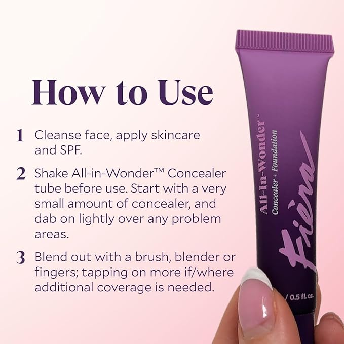 Fièra All-In-Wonder™ Concealer + Foundation – Full-Coverage, Crease-Proof, Hydrating Formula for Mature Skin, Blurs Fine Lines & Dark Circles, Radiant Second-Skin Finish – Light, 0.5 FL. OZ. / 15 ML