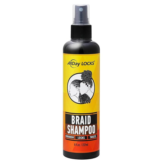 AllDay Locks Braid Foam - Long Lasting Mousse for Style & Shine, Braiding Foam for Women & Men, Sets & Seals for Easy Styling, Textured Haircare & Styling Protection - 8 oz Bottle (Braid Shampoo)