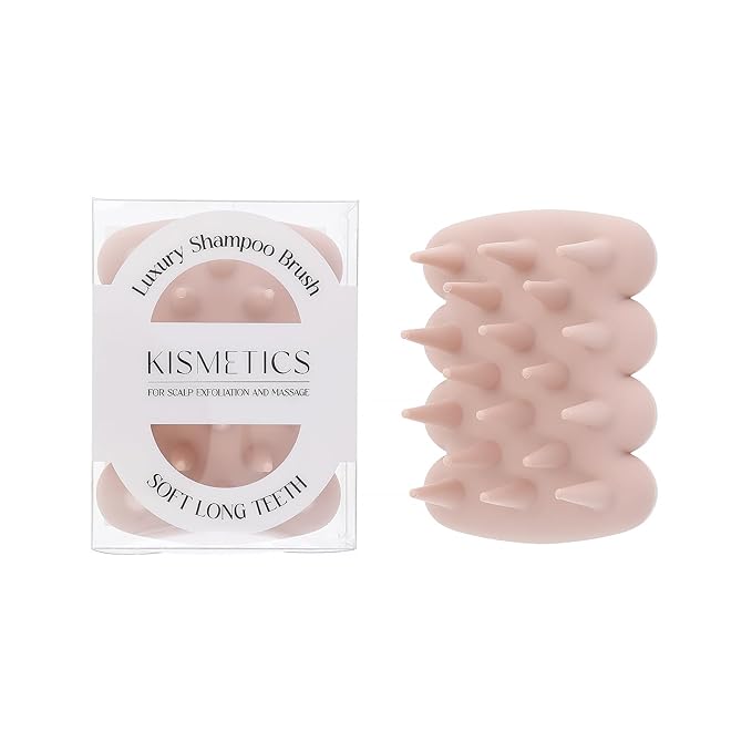 KISMETICS Luxury Shampoo Brush, Scalp Massager and Exfoliator Features Soft Bristles to Aid in Dandruff Relief, Increase Circulation, Stimulate Hair Growth for Healthy Looking Hair