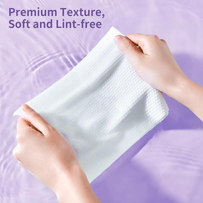Hanging Disposable Face Towels 180 Count, Wall Mount for Easy Dispensing, Ultra Soft & Lint-Free 8x7 Inch Dry Wipes for Makeup Removal, Sensitive Skin & Daily Skincare