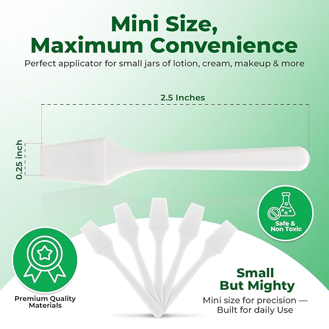 Kopperko Mini Skin Care Spatula (2.5", 100 Pack) - Small Spatula for Makeup, Creams & Crafts | Makeup Applicator for Mixing, Cosmetic, Face Mask | Disposable Cosmetic Applicators | White