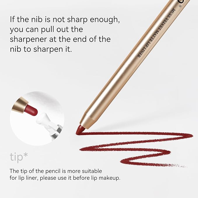 KISSIO Lip Liner,Creamy Lip Pencil,Long Lasting Lip Liner with Sharpener,Matte Finish,Smooth and Soft,Non-Dry,Easy to Use,Cruelty free,Touch me