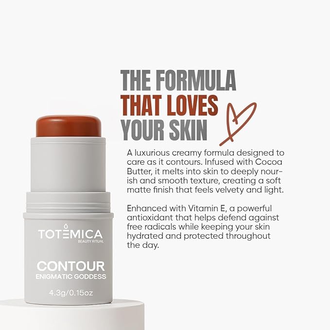 TOTEMICA Cream Contour Stick, “Enigmatic Goddess” by Ana Patricia, Cool Toned Sculpting Makeup, Soft Matte Cream Formula, Long-Lasting Blendable Face Shaping Stick | 0.15 oz - Expresso Shade