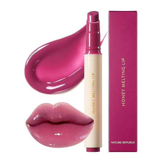 Nature Republic HONEY MELTING LIP (09 GRAPE) SOFT LIP STICK Hydrating Gloss, Moisturizing balms, Sheer tint, Shine & Nude, Glowy Finish, korean make up, Stocking Stuffers
