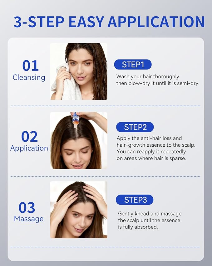 Hair Growth Serum Roll On 50ml | Hair Growth Serum 3% Rosemary Extract + Caffeine + Niacinamide + Biotin | With Ginger & Aloe Vera | No-Rinse, Fast-Absorbing | For Thinning Hair & All Hair Types