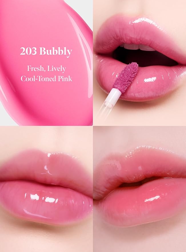 CORALHAZE Dew Drop Tint #203 Bubbly 4.5g, Glossy, Lightweight Lip Stain, Glass-Like, High Shine, Moisturizing Lip Oil, Long Lasting Color, Hydrating Gloss, Dewy Finish, Korean Beauty Makeup