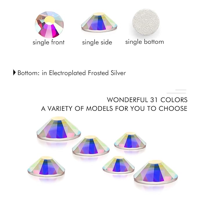 3000Pcs Crystal Ab Crystal Rhinestones,Glass Flatback Rhinestones Mini Gemstones for Nail Face Makeup Art Crafts Clothes Decoration -(SS6,2.0mm,Crystal Ab)