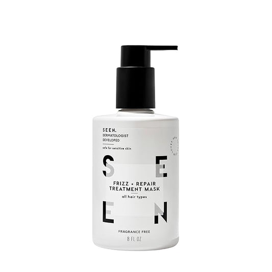 SEEN Frizz + Repair Treatment Mask - Fragrance Free - Fights Frizz, Repairs Damage for Stronger, Smoother, Healthier-Looking Hair - Safe for Sensitive Skin