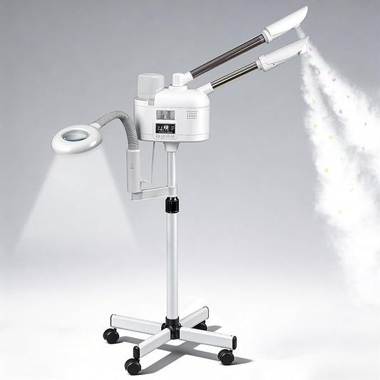 Professional 3 in 1 Facial Steamer for Face Deep Cleaning Ozone Face Steamer with 5X Magnifying Lamp Hot Mist Function for Salon Spa Home Beauty Equipment