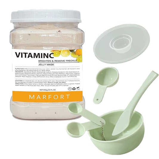 Marfort Jelly Mask for Facials Peel-Off Powder Hydrojelly Mask Peel Off Face Masks SkinCare Combination with Professional Skincare Spa Moisturizing & Hydrating 23 Fl Oz (Vitamins C)