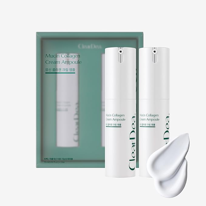 Mucin Collagen Cream Ampoule for face – Collagen-Powered Hydrating & Firming Skincare, Non-Greasy, Revitalizing Korean Beauty for All Skin Types, 15ml x 2
