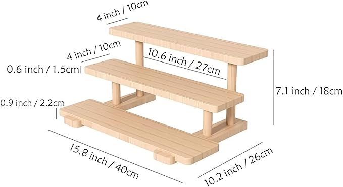 AIM & GGKK 3 Tier Wooden Perfume Organizer Display Stand – Rustic Perfume Rack for Vanity,Cupcake Dessert Display Risers,Cologne Holder Organizer for Men & Women,Fragrance Shelf for Bathroom & Bedroom