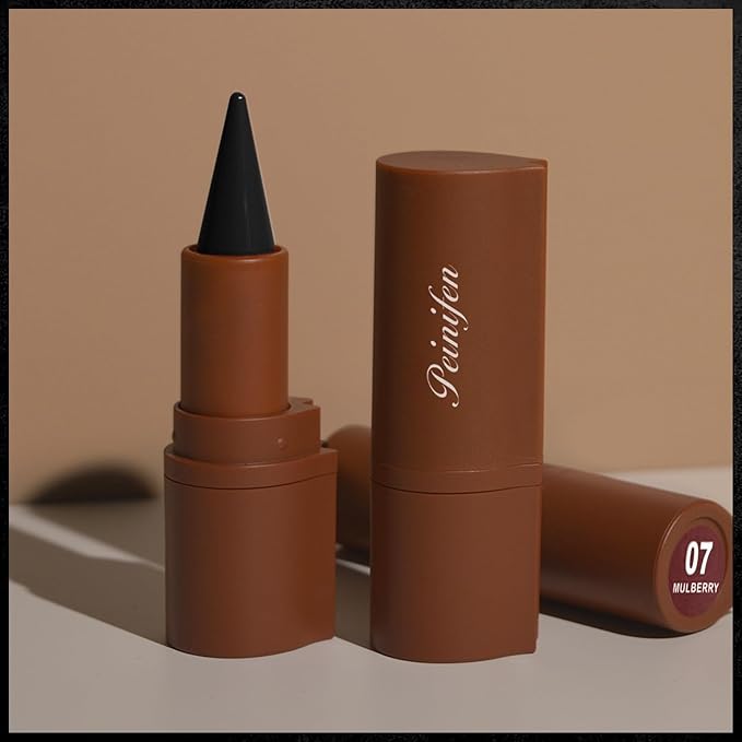 HOSAILY 3 Colors 2 in 1 Gothic Lip Liner Set, Matte Dark Brown Red Black Lip Liner Plumping Smooth Creamy Lip Pencil, High Pigmented Long lasting Lip Stain Lipstick Goth Halloween Makeup, 06+07+08