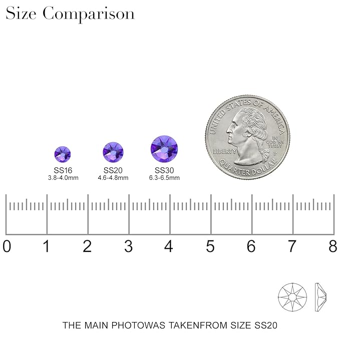 Novani Purple Velvet Rhinestones 1440pcs Flat Back Round Rhinestone Style 2088 Sparkly Crystal Gemstones for Nail Art and Crafting SS20,4.6-4.8mm