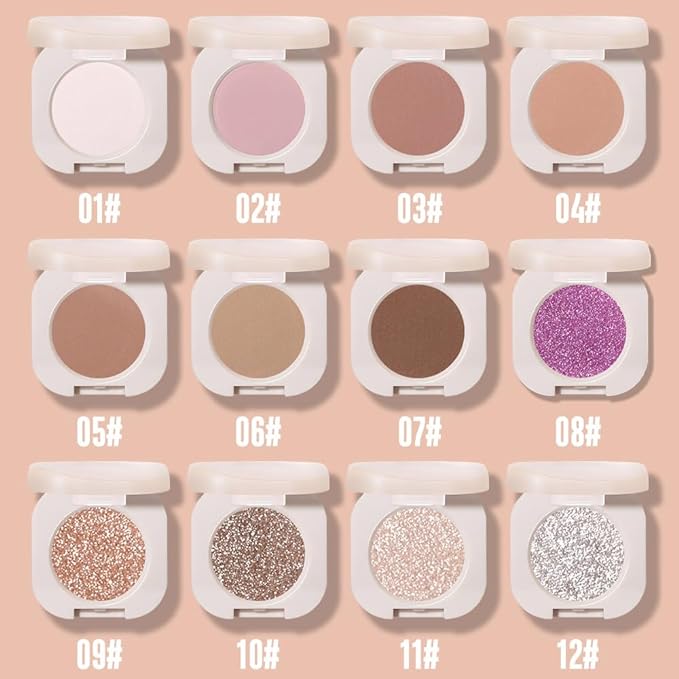 Matte Eyeshadow Palette Makeup for Older Women, Matte Nude Pink eyeshadow For Green Blue Eyes, Holographic Multichrome Cream Iridescent Single Monochrome Eye Shadow Makeup