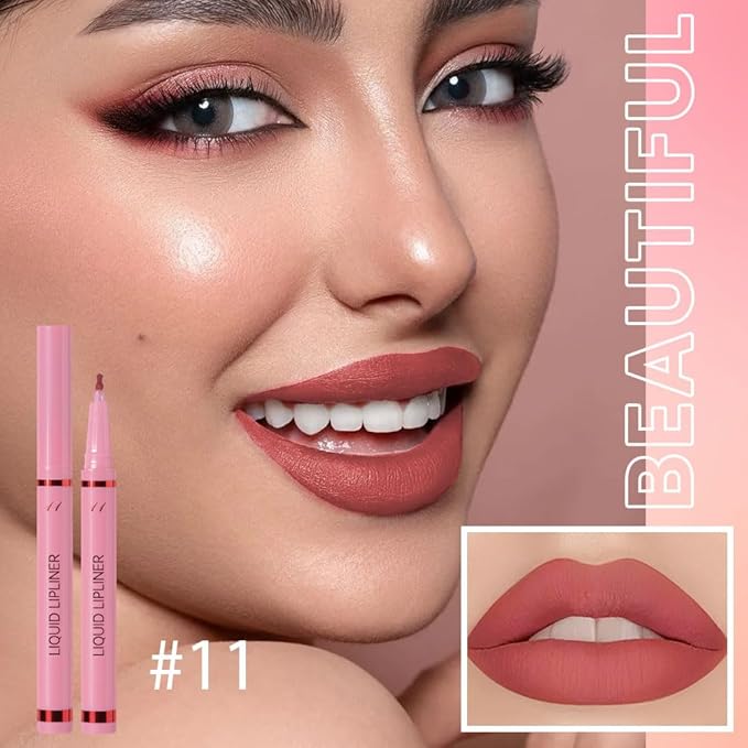Hxssll Warm Coral Lip Liner Stain – 24H Longwear Waterproof Matte Lip Contour Pen, Transfer-Proof Precision Marker for Defining & Outlining Lips All Day Stay Lip Lip Liner Marker 11#