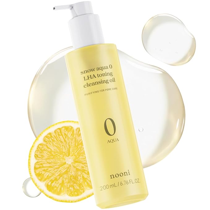 NOONI Korean Cleansing Oil - Snow Aqua 0 LHA Toning Cleansing Oil | Makeup Blackhead Remover, Pore Control, Glass Skin, Help Control Sebum, Revitalizing, Moisturizing, Gifts For Women, 6.76 Fl Oz