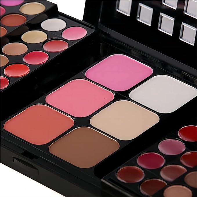 All-in-one Makeup Palette - 48 eyeshadow Palette,18 Lipstick palette,2 blush,1 concealer,2 Contour,1 powder,4 brushes With Mirror,Suitable for girls, beginners and professionals makeup gift set