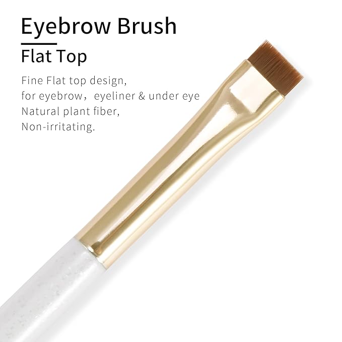 Flat Angled Eyebrow Brush & Fine Angled Eyeliner Brush & Eyelash Brush Set, Fine Angled Brow Brush, Flat Eyebrow Brush, Eyeliner Brush, Winged Eyeliner Brush Angled. (163-3P)