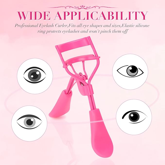 ODELY Eyelash Curler with Pads, Lash Curler 2 Pcs with 10 Extra Silicone Replacement Pads, Comfortable Grip for Effortless Curling – Eyelashes for The Perfect Eye Contour (Light Pink)