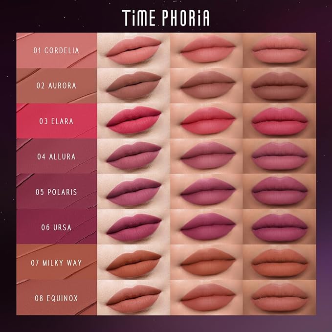 NEBULA VELVET LIP CREAM-Long Lasting Lip Stain, Waterproof and Transferproof Lip Tint, Matte Finish, Smooth Out Lip Lines, Lightweight & High Coverage, Stocking Stuffers (02 AURORA)