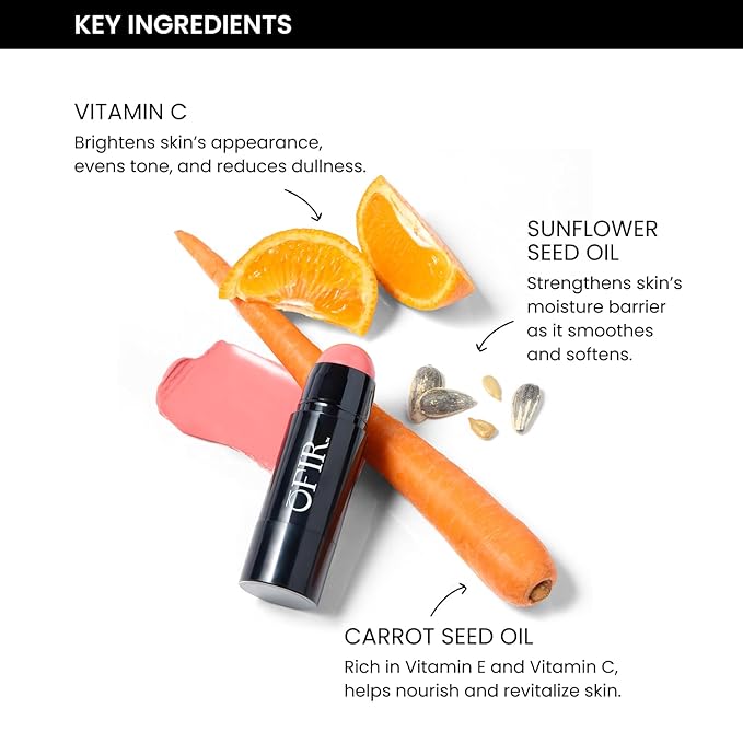 OFIR Cheek Tones Vitamin C Blush Stick | Buildable, Hydrating, Lightweight, Vegan Cream Blush Stick | Non-Transfer, Radiant Finish, Skin-Loving Formula | Brown Pear - Brick Brown | 0.21 oz