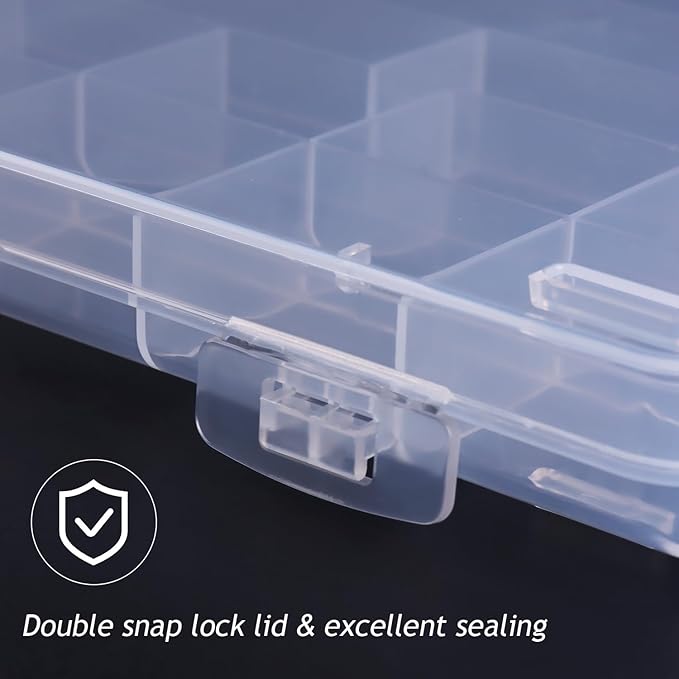 Fspronail 21 Grids Clear Large Plastic Organizer Box With Dividers, Bead Organizers And Storage Compartment Container For Nail Accessories/Jewelry/Craft/Screw/Small Parts/Diamond Painting Art Tools