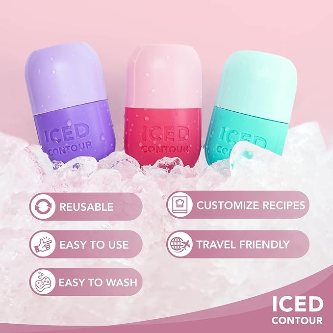 Ice Cube Roller, ice Roller for face, Cold Therapy for Injuries, Beauty Essentials, Ice Mold for Face Massager, face ice Roller, Skin Care Remove Fine Lines Shrink Pores Reduce Acne (White)