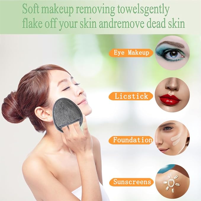 Reusable Makeup Remover Pads Soft Makeup Remover Cloths Washable Facial Makeup Cleansing Pads for Face,Lip,Eyes Grey 6PCS