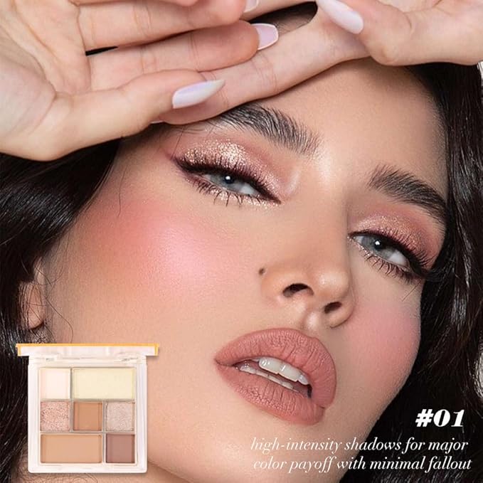 AMY'S DIARY 9-Color Warm Bronze Eyeshadow Palette, Gold Champagne Neutral Eye Makeup with Matte & Shimmer Shades, Highly Pigmented Long-Lasting Blendable Brown Nude Shadow for Daily Glam Look