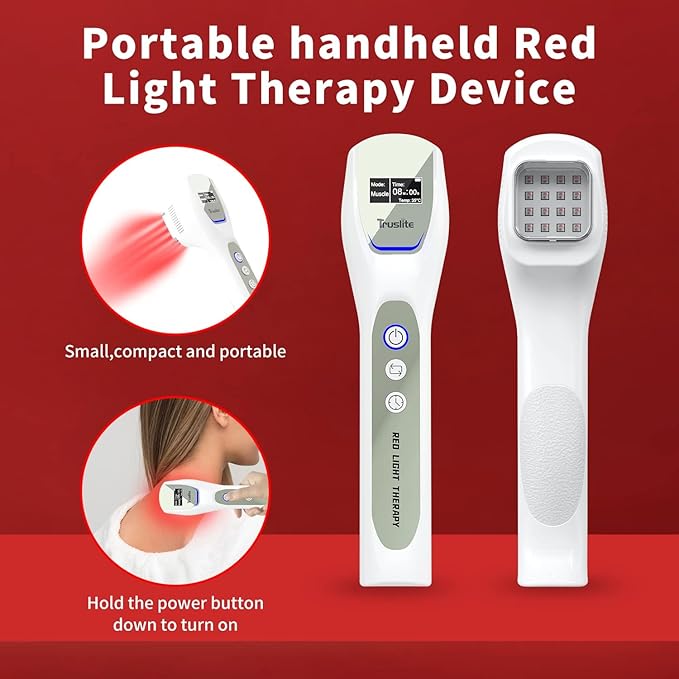 Red Light Therapy Device for Pain Relief, Deep Tissue Infrared Light for Joint, Muscle, Back,Inflammation at-Home LED Treatment Tool with16*Red Light Chips+16*Near Infrared Chips