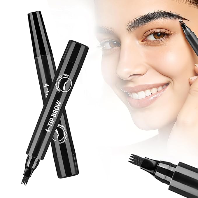 Microblading Eyebrow Pencils, 2026 Upgraded Waterproof 3D Microblading Eyebrow Pen, Ultra-Fine Tip for Natural Hair-Like Strokes, Smudge-Proof Long Lasting Brow Pen for Women (Black)